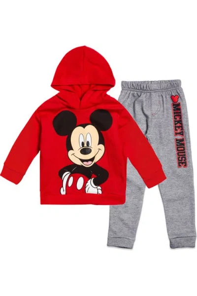 Disney Kids'  Mickey Mouse Fleece 2-piece Hoodie And Pants Set In Orange