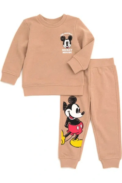 Disney Kids'  Mickey Mouse Fleece 2-piece Sweatshirt And Pants Set In Neutral