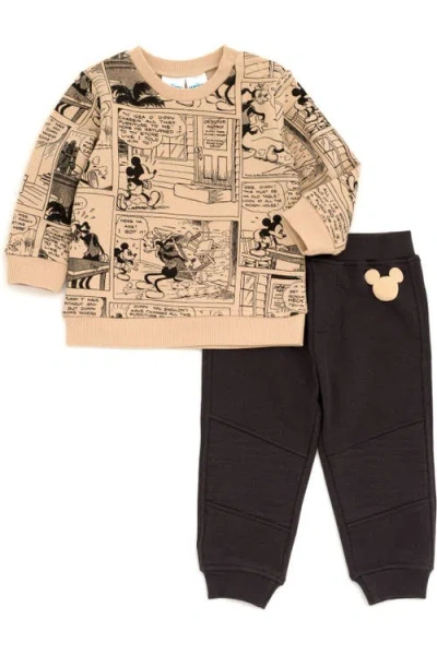 Disney Kids'  Mickey Mouse Fleece 2-piece Sweatshirt And Pants Set In Neutral