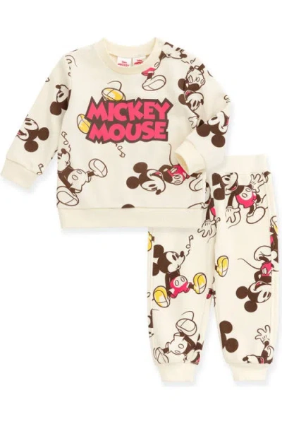 Disney Kids'  Mickey Mouse Fleece 2-piece Sweatshirt And Pants Set In Neutral