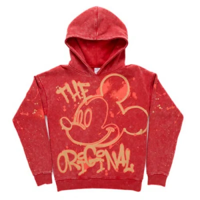 Disney Mickey Mouse Fleece Pullover Hoodie In Red