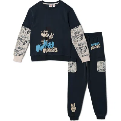 Disney Kids'  Mickey Mouse Fleece Sweatshirt And Jogger Pants 2-piece Set In Black