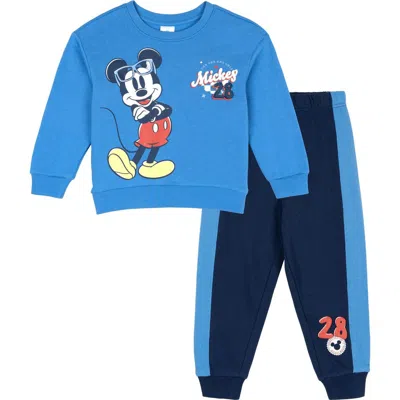 Disney Kids'  Mickey Mouse Fleece Sweatshirt And Jogger Pants 2-piece Set In Blue