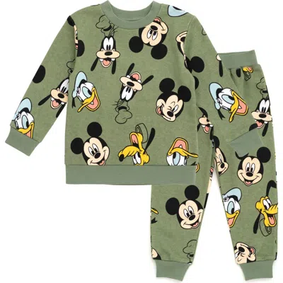 Disney Kids'  Mickey Mouse Fleece Sweatshirt And Jogger Pants 2-piece Set In Green