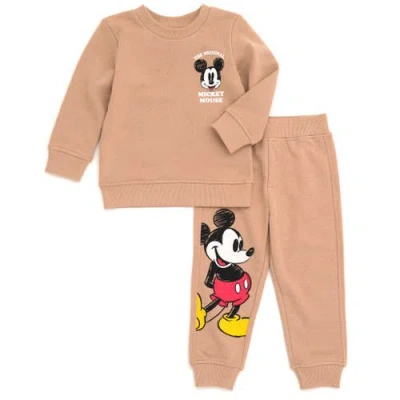 Disney Babies'  Mickey Mouse Fleece Sweatshirt And Pants Set In Brown
