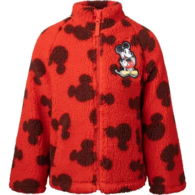 Disney Kids'  Mickey Mouse Fleece Zip-up Jacket In Red