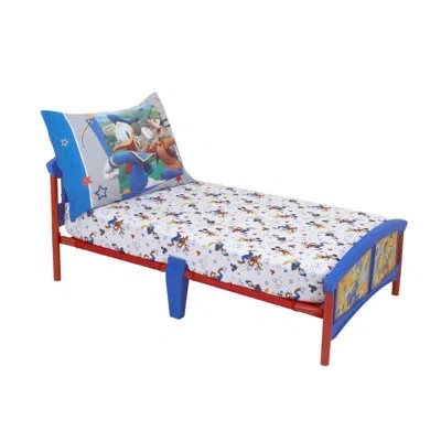 Disney Mickey Mouse Having Fun 2 Piece Toddler Bedding Set In White;green