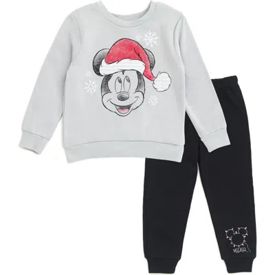 Disney Kids'  Mickey Mouse Holiday 2-piece Fleece Sweatshirt And Pants Set In Multi