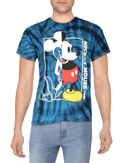 Disney Mickey Mouse Mens Cotton Tie-dye Graphic T-shirt In Blue