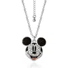 Disney Mickey Mouse Necklace With Pave Crystals, 16"+3" In Black