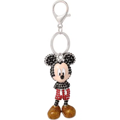 Disney Mickey Mouse Pavé Crystal Bag Charm Keychain, Officially Licensed In Black