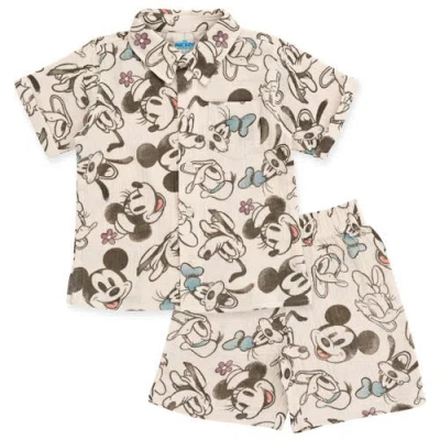 Disney Kids'  Mickey Mouse Romper Dress And Shorts Set In Neutral