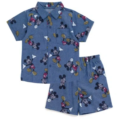 Disney Kids'  Mickey Mouse Romper Dress And Shorts Set In Blue