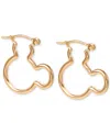 Disney Mickey Mouse Silhouette Small Hoop Earrings In 10k Yellow Gold (3/4") In Gold