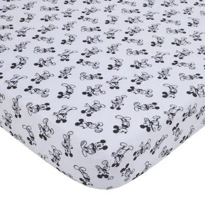 Disney Mickey Mouse - Timeless Fitted Crib Sheet In Black;white