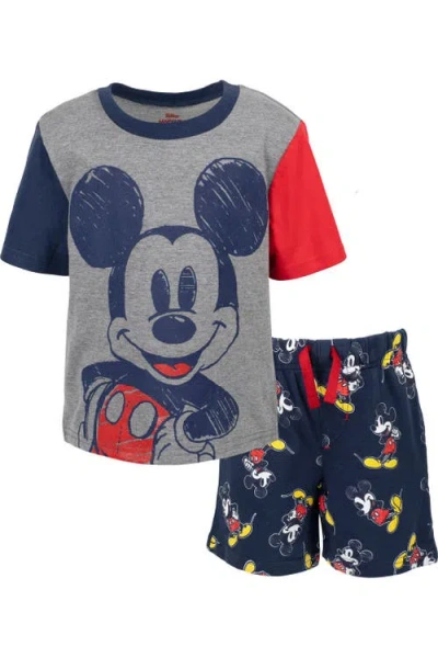 Disney Kids'  Mickey Mouse T-shirt And French Terry Shorts Set In Gray