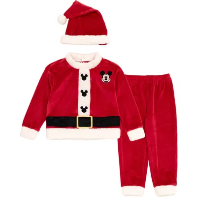 Disney Babies'  Mickey Mouse Velour Sweatshirt And Pants Set In Red