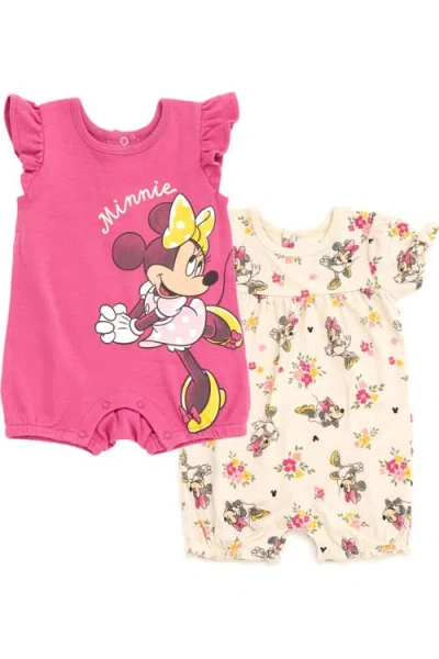 Disney Babies'  Minnie Mouse 2-pack One Piece Bubble Rompers In Multi