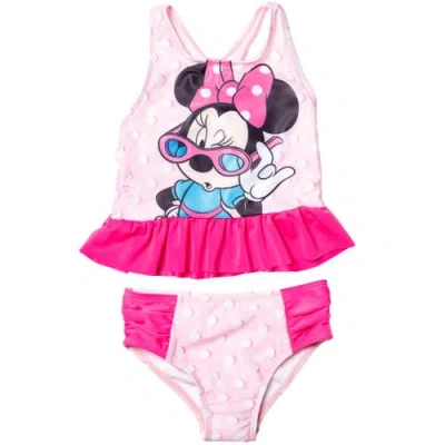Disney Babies'  Minnie Mouse 2-piece Tankini Top And Bikini Bottom Swim Set Upf 50+ In Pink