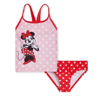 Disney Kids'  Minnie Mouse 2-piece Tankini Top And Bikini Bottom Swim Set Upf 50+ In Multi