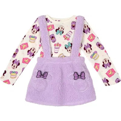 Disney Babies'  Minnie Mouse 2-piece Tee And Suspender Skirt Set In Purple