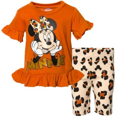Disney Kids'  Minnie Mouse 2-piece T-shirt And Bike Shorts Set In Multi