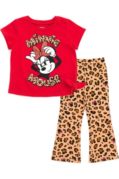 Disney Babies'  Minnie Mouse 2-piece T-shirt And Leggings Set In Red