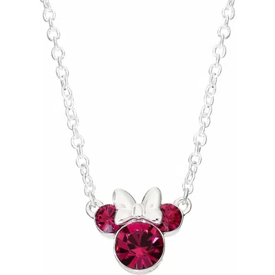 Disney Minnie Mouse Birthstone Silver Plated Necklace