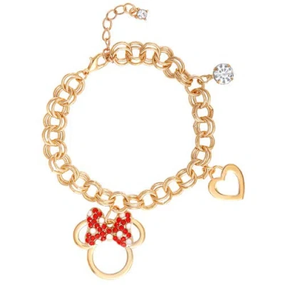 Disney Kids'  Minnie Mouse Bow Charm Bracelet, 7 +1'' Chain In Gold