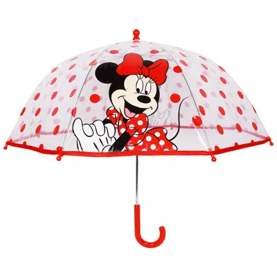 Disney Minnie Mouse Children's Clear Dome Umbrella In Red