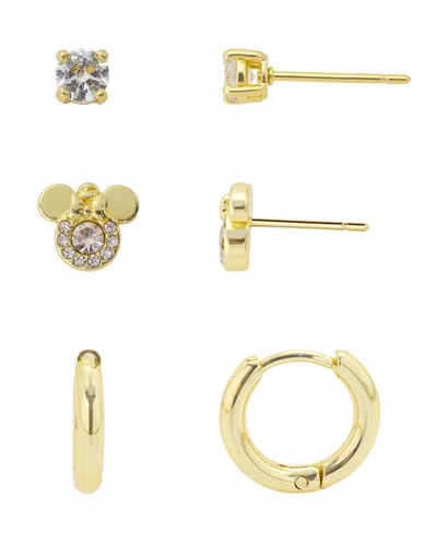 Disney Minnie Mouse Crystal Earring Set In Gold