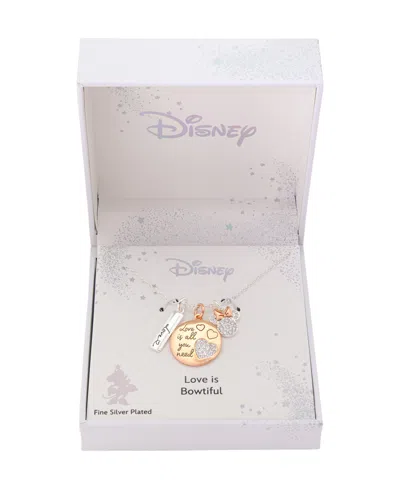Disney Minnie Mouse Cubic Zirconia Love Pendant Charm Necklace In Gold