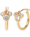 Disney Minnie Mouse Cubic Zirconia Small Hoop Earrings In 10k Yellow & Rose Gold, 1/2" In Gold