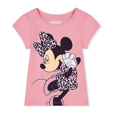 Disney Minnie Mouse Babies' Disney Toddler Girls Round Neck Short Sleeve Loose Fit Minnie Mouse Graphic T-shirt In Pink