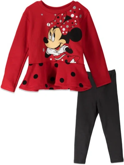 Disney Babies'  Minnie Mouse Fleece 2-piece Sweatshirt And Leggings Set In Red