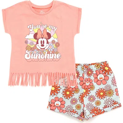 Disney Babies'  Minnie Mouse Girls' 2-piece T-shirt And Shorts Set In Pink
