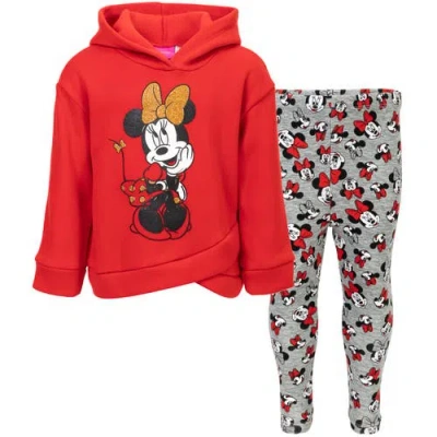 Disney Babies'  Minnie Mouse Hoodie & Leggings Set In Red