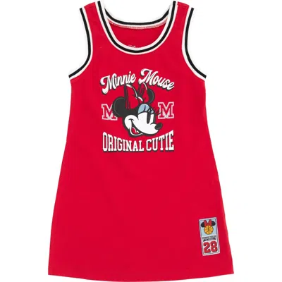 Disney Kids'  Minnie Mouse Jersey Dress In Varsity Red Minnie