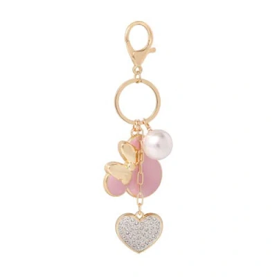 Disney Minnie Mouse Keychain With Pearl And Glitter Heart Charms In Brown