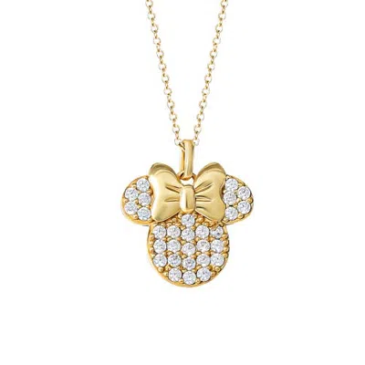 Disney Minnie Mouse Necklace For Women 18" Official License, Cubic Zirconia In Gray