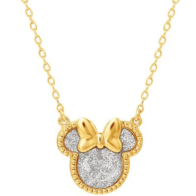 Disney Minnie Mouse Necklace For Women, Glitter Paper Minnie Pendant In Gold
