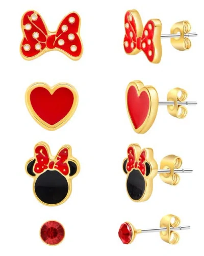 Disney Minnie Mouse Red Crystal And Enamel-plated Stud Earrings