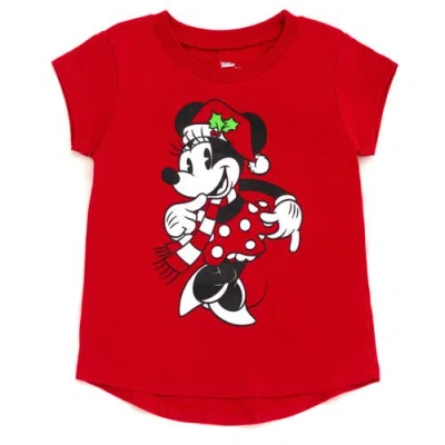 Disney Kids'  Minnie Mouse Short Sleeve T-shirt In Minnie Holiday Red