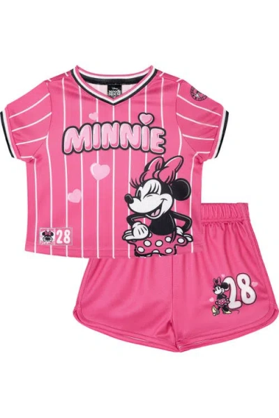Disney Kids'  Minnie Mouse Soccer 2-piece T-shirt And Shorts Set In Pink
