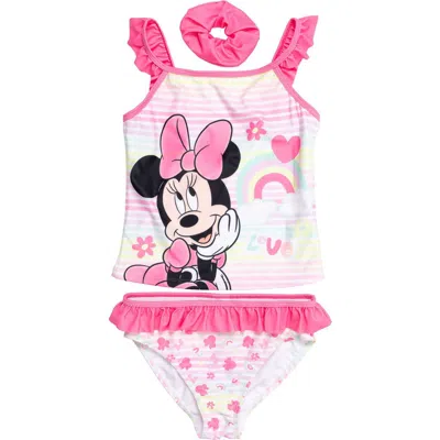 Disney Kids'  Minnie Mouse Swimwear Tankini And Bikini Bottom Set In Pink