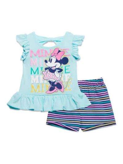 Disney Kids'  Minnie Mouse Tank Top & French Terry Shorts Set In Animal Print