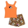 Disney Kids'  Minnie Mouse Tank Top & French Terry Shorts Set In Orange