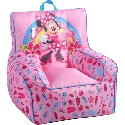 Disney Minnie Mouse Toddler Nylon Bean Bag Chair With Piping & Top Carry Handle In Pink