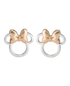 Disney Minnie Mouse Two Tone Stud Sterling Silver Earrings In Silver