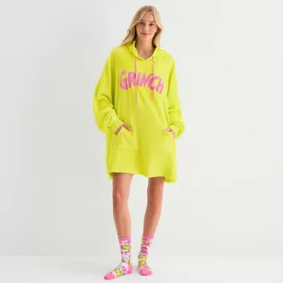 Disney Mjc Womens Grinch Hooded Short Sleeve Juniors Nightgown In Green